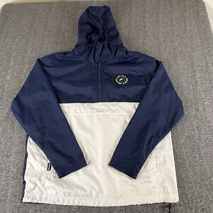 Nike Just Do It Hooded Windbreaker Jacket Blue White 1/3 Zip Men's L